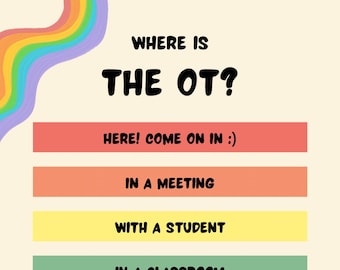 Letrero para puerta de OT: ¿Dónde está la OT? Decoración para el aula (PDF)