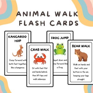 Sensory Break Animal Walk Flash Cards for Kids | Movement Breaks Gross Motor Yoga | ADHD Autism Pediatric Occupational Therapy Homeschool