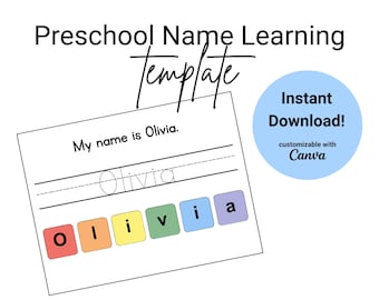 Personalized Name Tracing Worksheet: Preschool Learning Activity (Canva Template PDF)