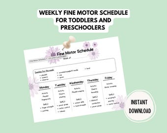 Toddler Fine Motor Skill Schedule: Weekly Activities (PDF Download)