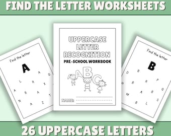 Hojas de trabajo de reconocimiento de letras mayúsculas de la A a la Z: Libro de ejercicios para preescolar (a partir de 2 años)