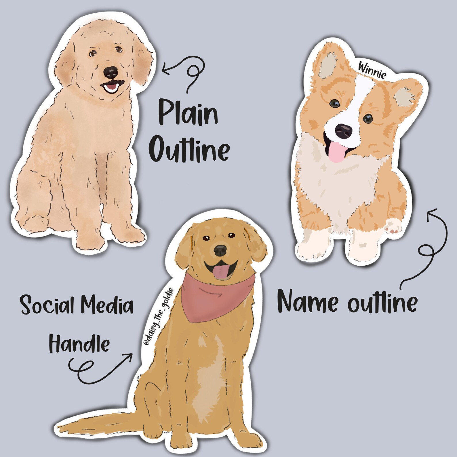 Custom Dog Portrait Custom Dog Stickers Dog Mom Sticker Pet Etsy