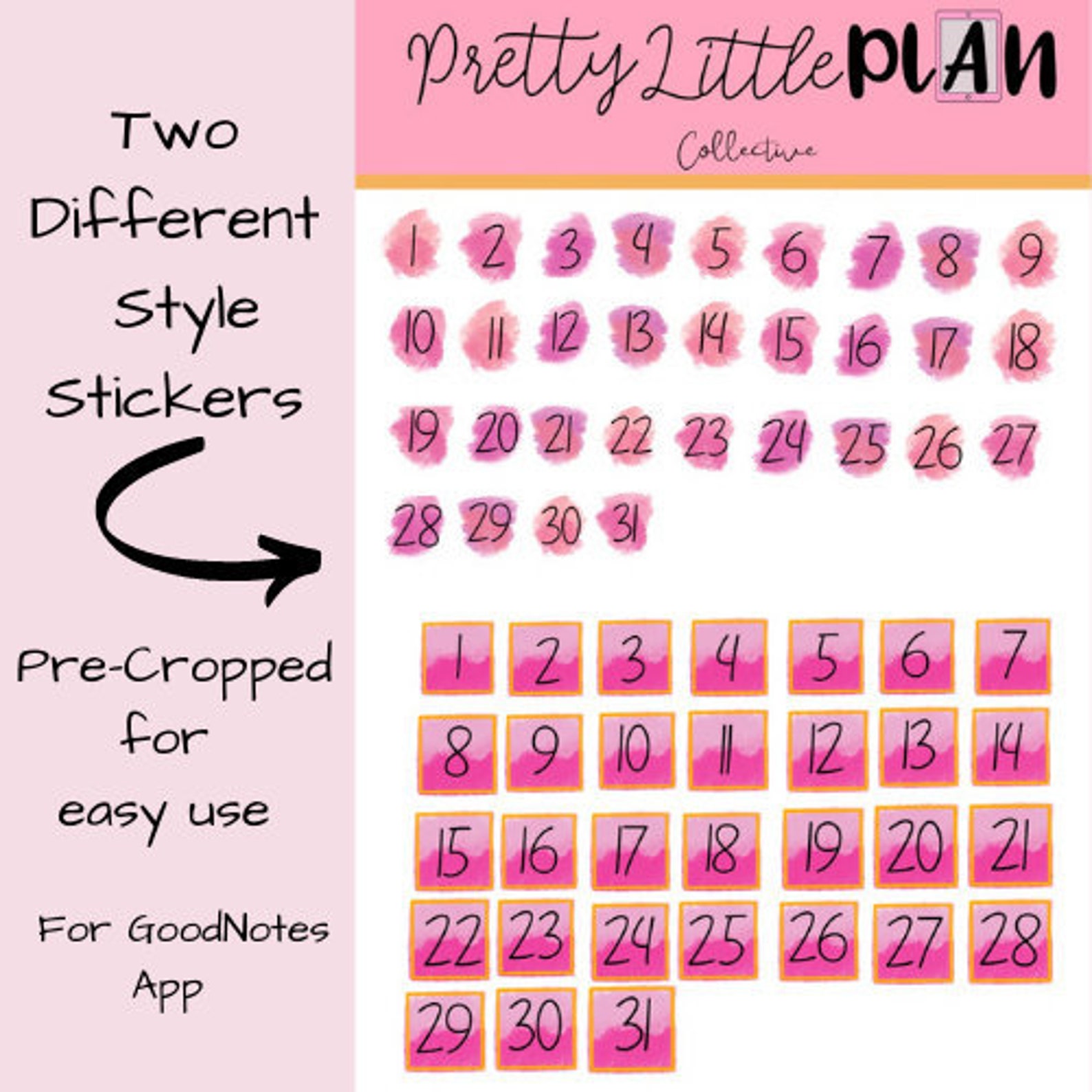 Digital Planner Date Stickers Watercolor Stickers Goodnotes Etsy