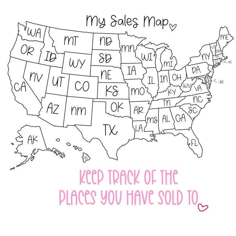 United States Sales Map, Printable Sales Map, Sales Map for Procreate ...