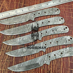 Lot of 5 Damascus Steel Blank Blade Knife for Knife Making Supplies, A Supplies to Make Knives, Damascus Steel Blank Blades (VBB-103)