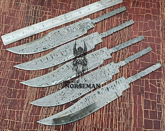 Lot of 5 Damascus Steel Blank Blade Knife for Knife Making Supplies, A Supplies to Make Knives, Damascus Steel Blank Blades (VBB-101)