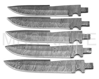 Lot of 5 Damascus Steel Blank Blade Knife for Knife Making Supplies, A Supplies to Make Knives, Damascus Steel Blank Blades (VBB-174)