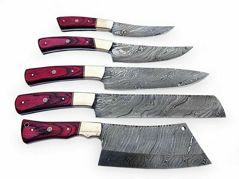 Premium Full Tang Handmade Damascus Steel Chef Knife Set