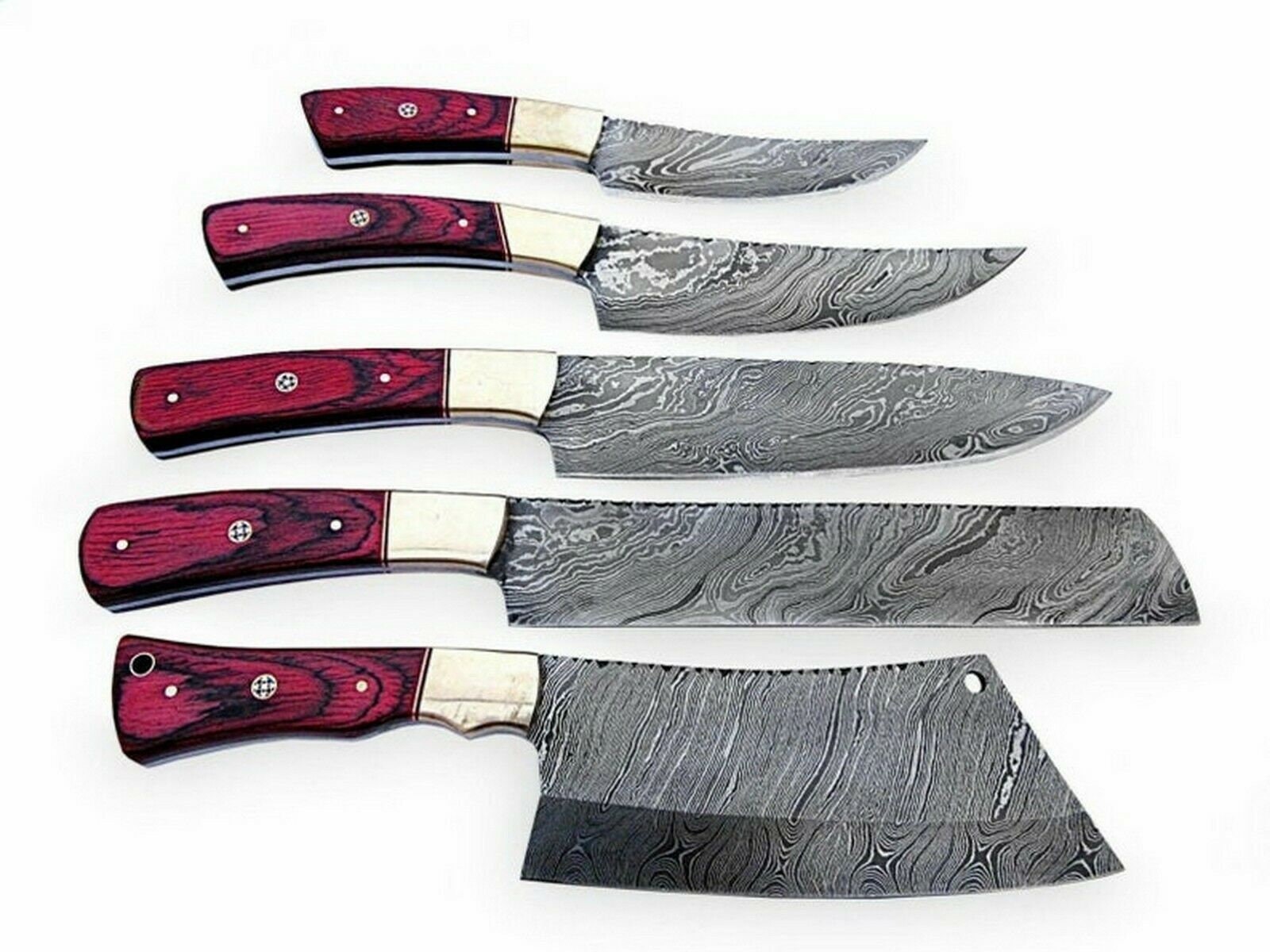 Exquisite Full Tang Handmade Damascus Steel Chef Knife Set main image 1