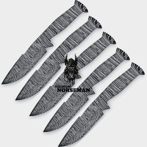 Lot of 5 Damascus Steel Blank Blade Knife for Knife Making Supplies, A Supplies to Make Knives, Damascus Steel Blank Blades (VBB-206)