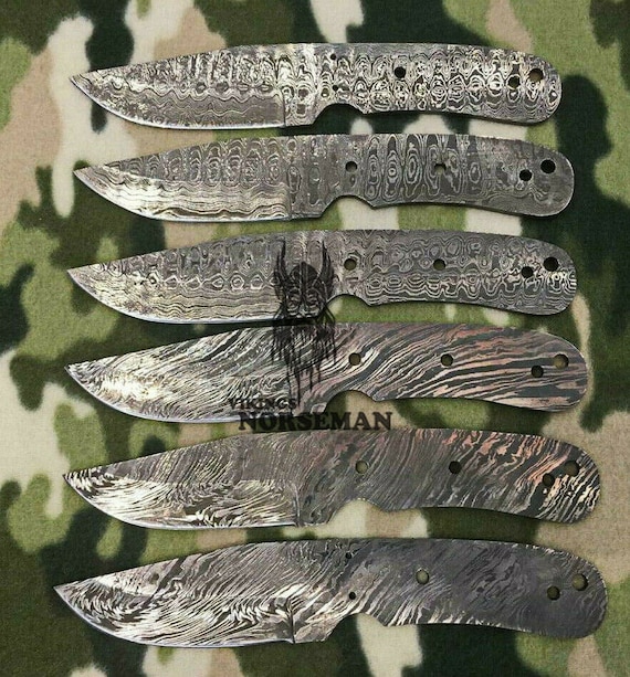 Lot of 5 Damascus Steel Blank Blade Knife For Knife Making