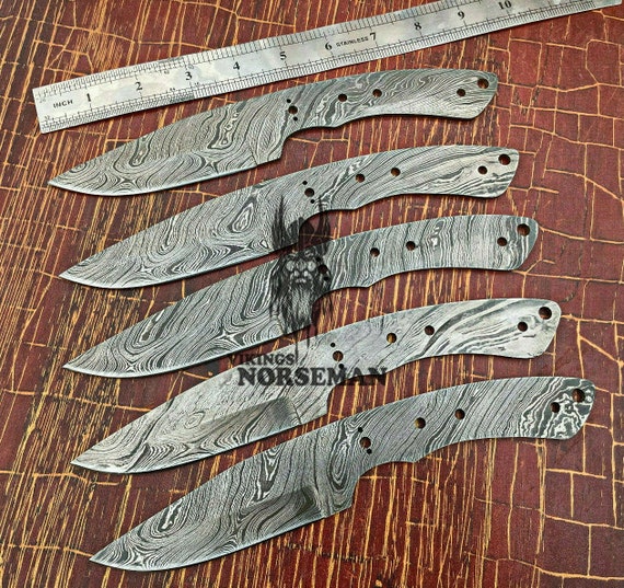 Lot of 5 Damascus Steel Blank Blade Knife for Knife Making