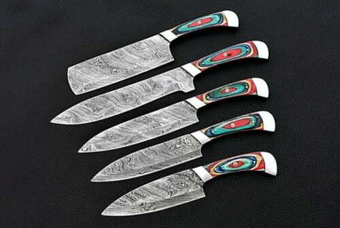 Exquisite Full Tang Handmade Damascus Steel Chef Knife Set
