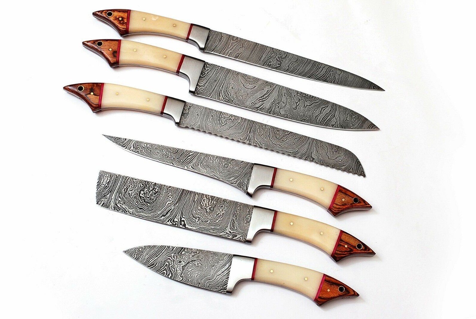 Exquisite Full Tang Handmade Damascus Steel Chef Knife Set main image 1