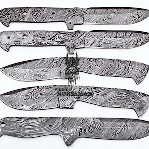 Lot of 5 Damascus Steel Blank Blade Knife for Knife Making Supplies, A Supplies to Make Knives, Damascus Steel Blank Blades (VBB-116)