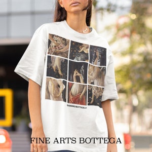 La Primavera / Three Graces – Sandro Botticelli Grid Unisex T-Shirt | Classical Art | Renaissance Aesthetic | Famous Painting | Art History