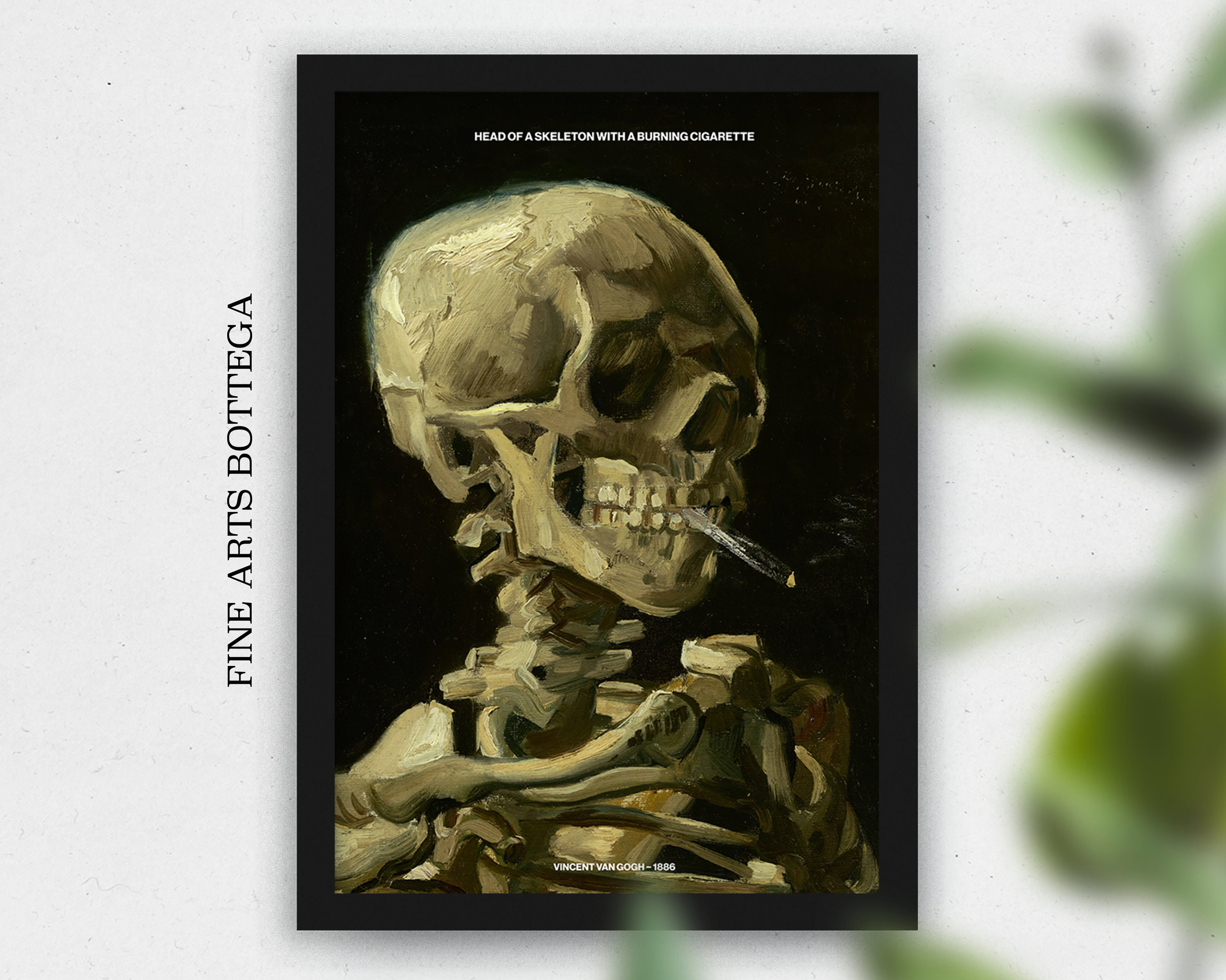 van gogh head of a skeleton with burning cigarette Skull of a skeleton with
