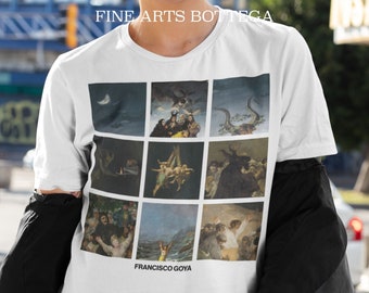 Francisco Goya Grid Unisex T-Shirt | Witches Sabbath | Renaissance Aesthetic | Baphomet | Witchcraft | Wicca | Art Lover | Grunge Clothing