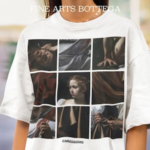 Caravaggio – Judith Beheading Holofernes Grid Unisex T-Shirt | Renaissance Aesthetic | Baroque | Art History Tee | Art Lover Gift