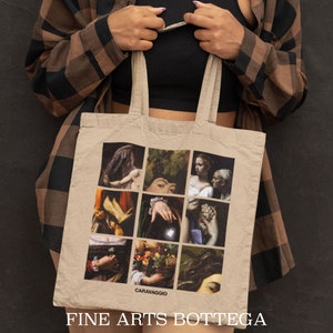 Caravaggio Grid Eco Tote Bag | Famous Old Paintings | Renaissance Aesthetic | Grunge | Art Lover Gift | Mosaic Collage | Art History