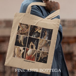 La Primavera / Three Graces – Sandro Botticelli Grid Eco Tote Bag | Classical Art | Renaissance Aesthetic | Art History | Mosaic Collage
