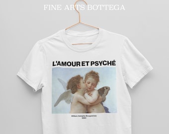 William-Adolphe Bouguereau L'Amour et Psyché, enfants | The First Kiss | Unisex T-Shirt | Classical Art | Famous Old Painting | Renaissance