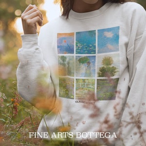 Claude Monet Grid Unisex Sweatshirt | Famous Old Paintings | Renaissance Aesthetic | Art Tee | Grunge Aesthetic Clothing | Art Lover Gift