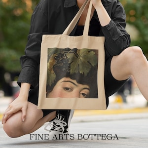 Caravaggio Bacchus Eco Tote Bag | Famous Old Paintings | Renaissance Aesthetic | Grunge  | Art Lover Gift | Mosaic Collage | Art History