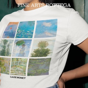 Claude Monet Grid Unisex T-Shirt | Famous Old Paintings | Renaissance Aesthetic | Art Tee | Grunge Aesthetic Clothing | Art Lover Gift