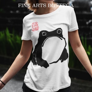 Unimpressed Frog - Matsumoto Hoji Unisex T-Shirt | Japanese Art Illustration | Kawaii Clothing | Meika Gafu Sad Frog | Vintage Art Clothing