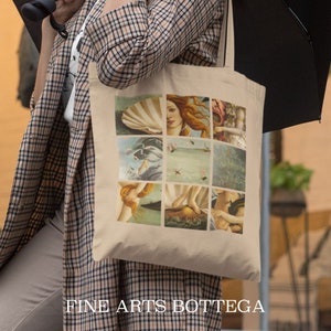 The Birth of Venus Grid – Sandro Botticelli Eco Tote Bag | Renaissance | Famous Painting | Grunge | Art Lover | Aesthetic | Mosaic Collage