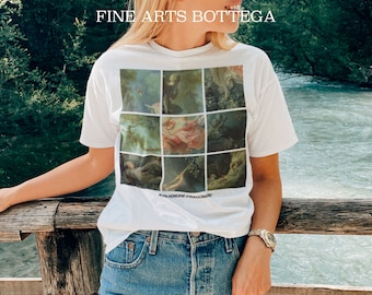 Fragonard – The Happy Accidents of the Swing Grid Unisex T-Shirt | Famous Renaissance Painting | Rococo | Victorian Artwork | Fine Art Tee