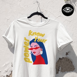 CAMISETA unisex 100% algodón / Conoce tu poder / Sostenible y de comercio justo / Diseño minimalista / Top básico / Bloques de color modernos