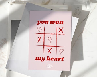 Carte de vœux / Carte postale / Idée cadeau Saint-Valentin / Tu as gagné mon cœur / A6