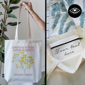 JUTEBEUTEL 100 % Baumwolle mit INNENTASCHE und Reißverschluss / Personalisierbar / Stoffbeutel dicker Stoff / Tote Bag Umweltfreundlich