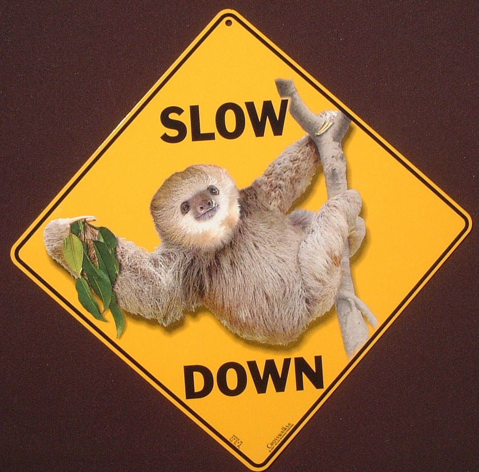 SLOTH CROSSING Sign 16 1/2 by 16 1/2 NEW Decor Art Sign Novelty Animals