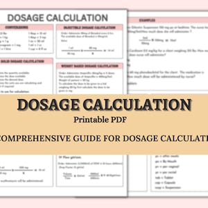 Cálculo de dosis, Dosis de medicamentos, Guía de estudio de enfermería, Notas de estudio de enfermería, Notas de enfermería, Cálculo de medicamentos, Estudiante de enfermería