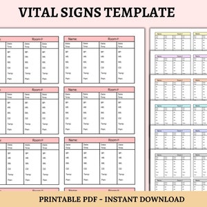 Printable Vital Signs Log Sheet | Vitals Tracker Nurse Sheet | Blood Pressure Tracker | Patient Vitals Log Template | Instant Download