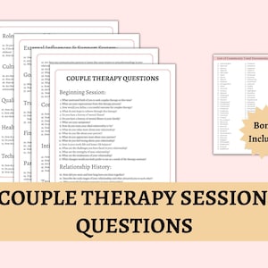 Couples Therapy Session Questions, Couples Therapy Intervention Questions, Marriage Counseling, Therapist Cheat Sheet, Therapist Tools