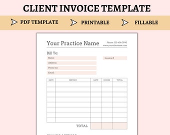 Editable Invoice Template | Printable Invoice for Small Business | PDF | Instant Download Billing Form | Editable Printable  Invoice