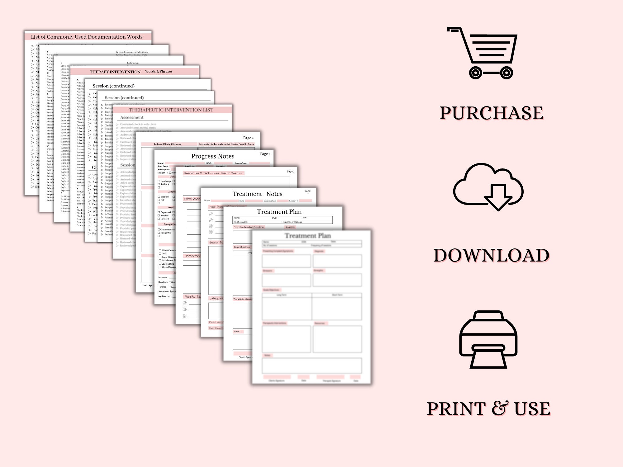 Therapy Documentation Bundle Therapist Tools, Client Progress Notes ...