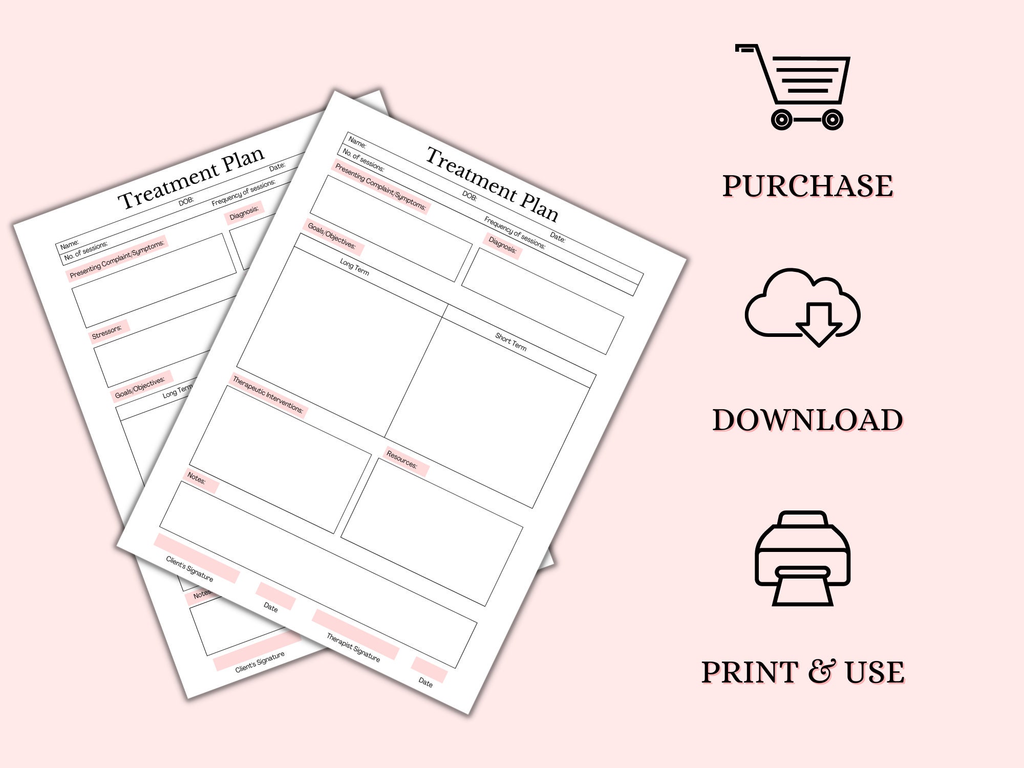 Treatment Plan Template Printable Fillable PDF | Therapist Template ...