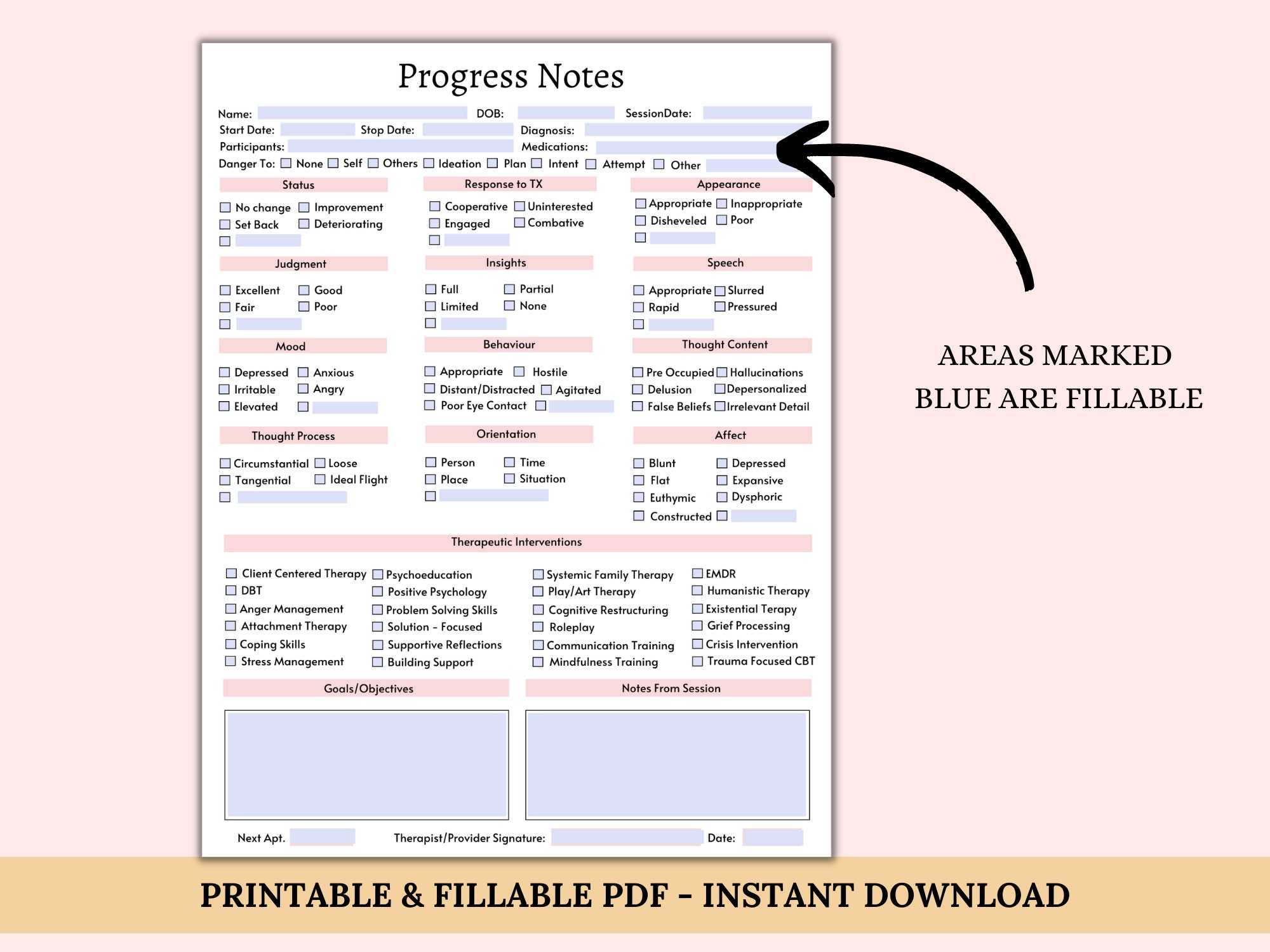Progress Notes for Therapists | Client Counseling Template | Client ...