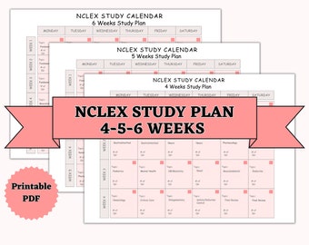 NCLEX Study Plan Calendar: 4, 5, 6 Week Guide (Printable PDF)