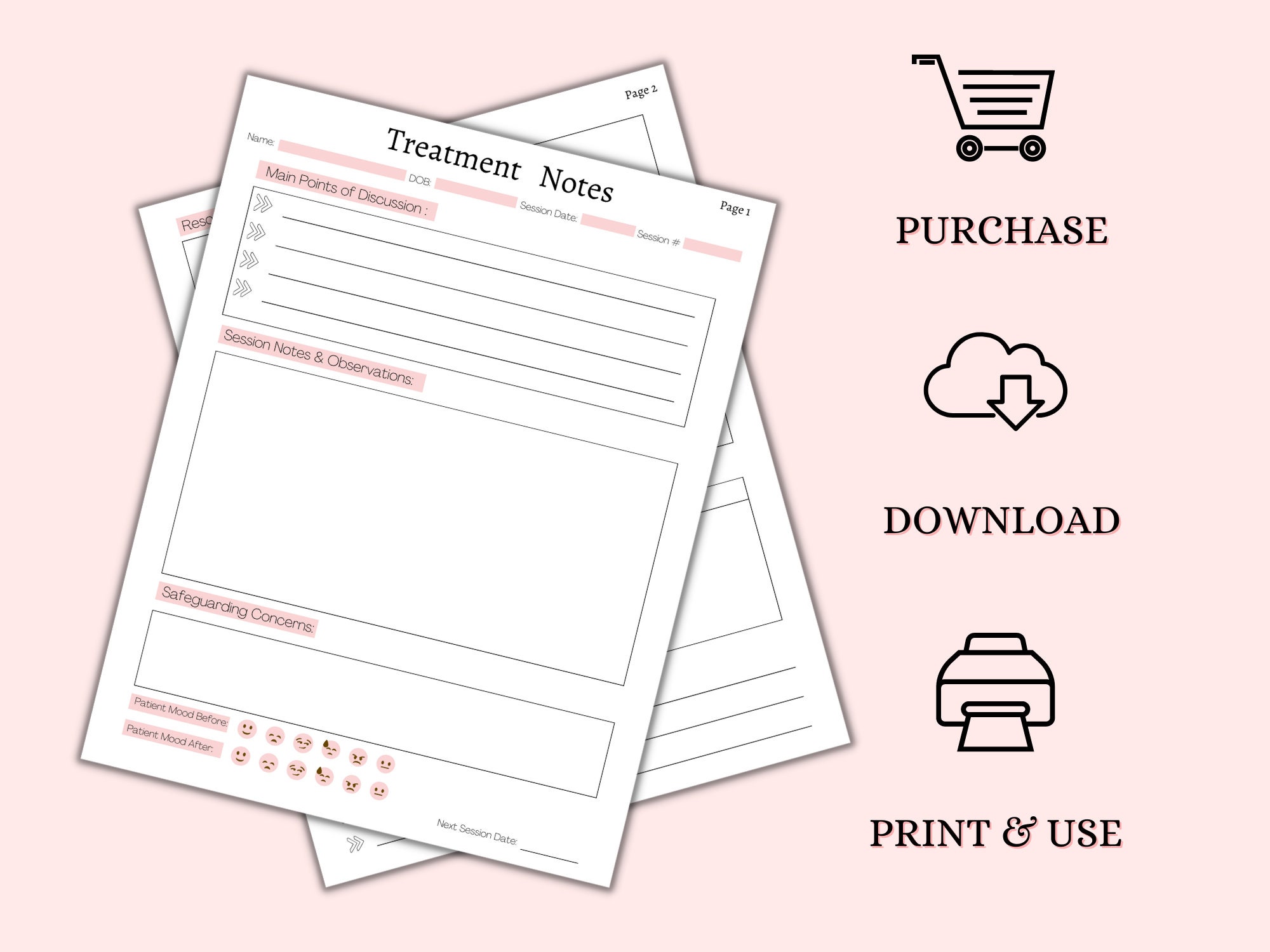Treatment Notes Template | Therapist Notes Template for Clients ...