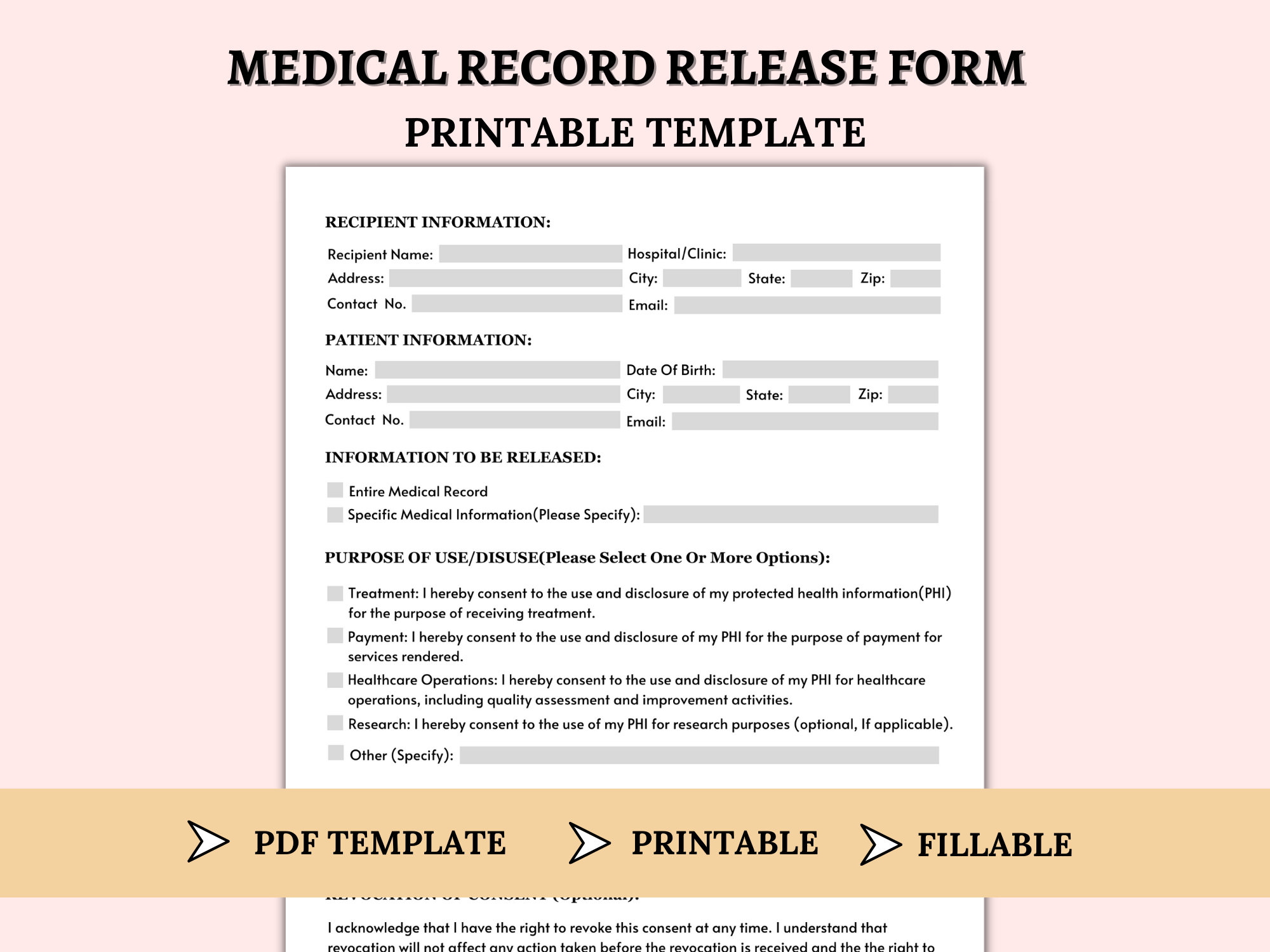 Medical Record Release Form Template Printable Medical Release Form Medical Record Release Form Template Printable Medical Release Form