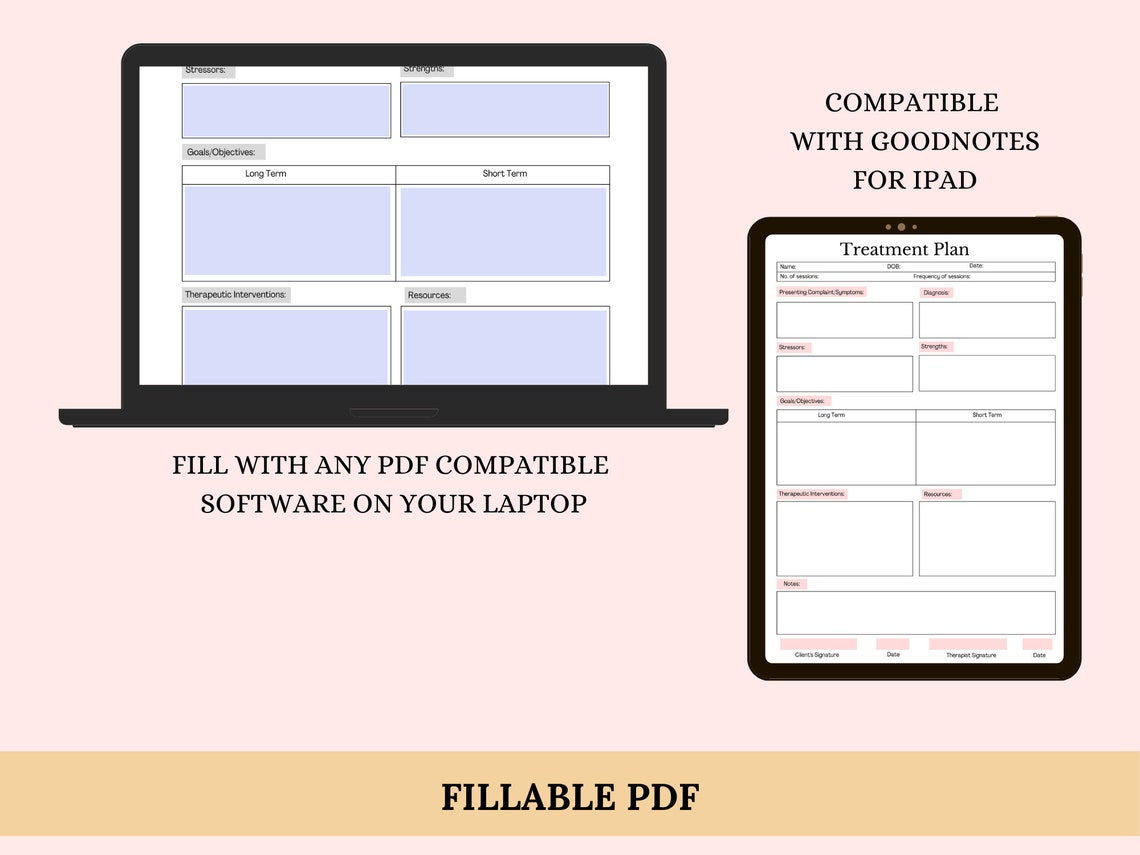 Treatment Plan Template Printable Fillable PDF | Therapist Template ...
