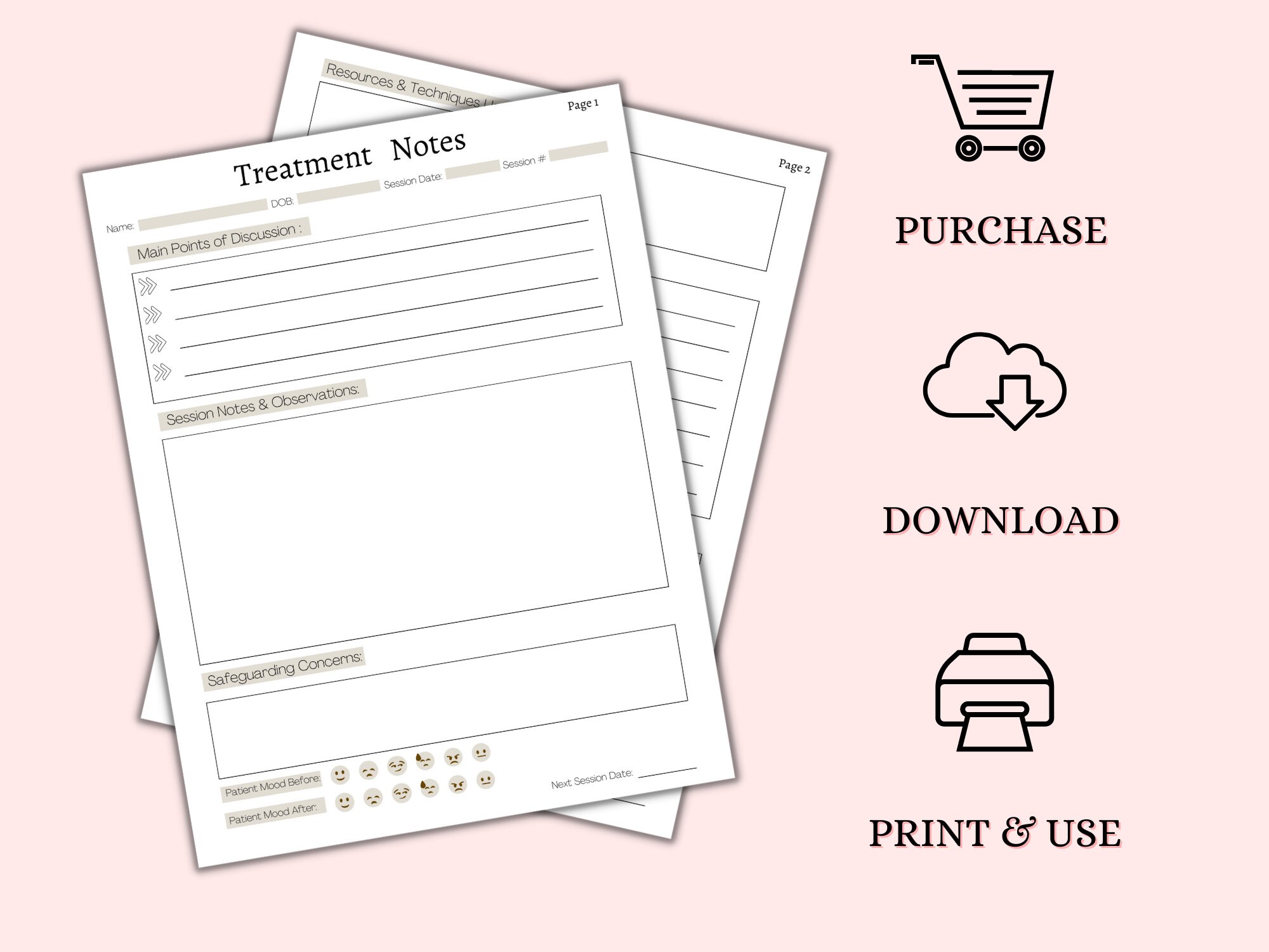 Treatment Notes Template | Therapist Notes Template for Clients ...