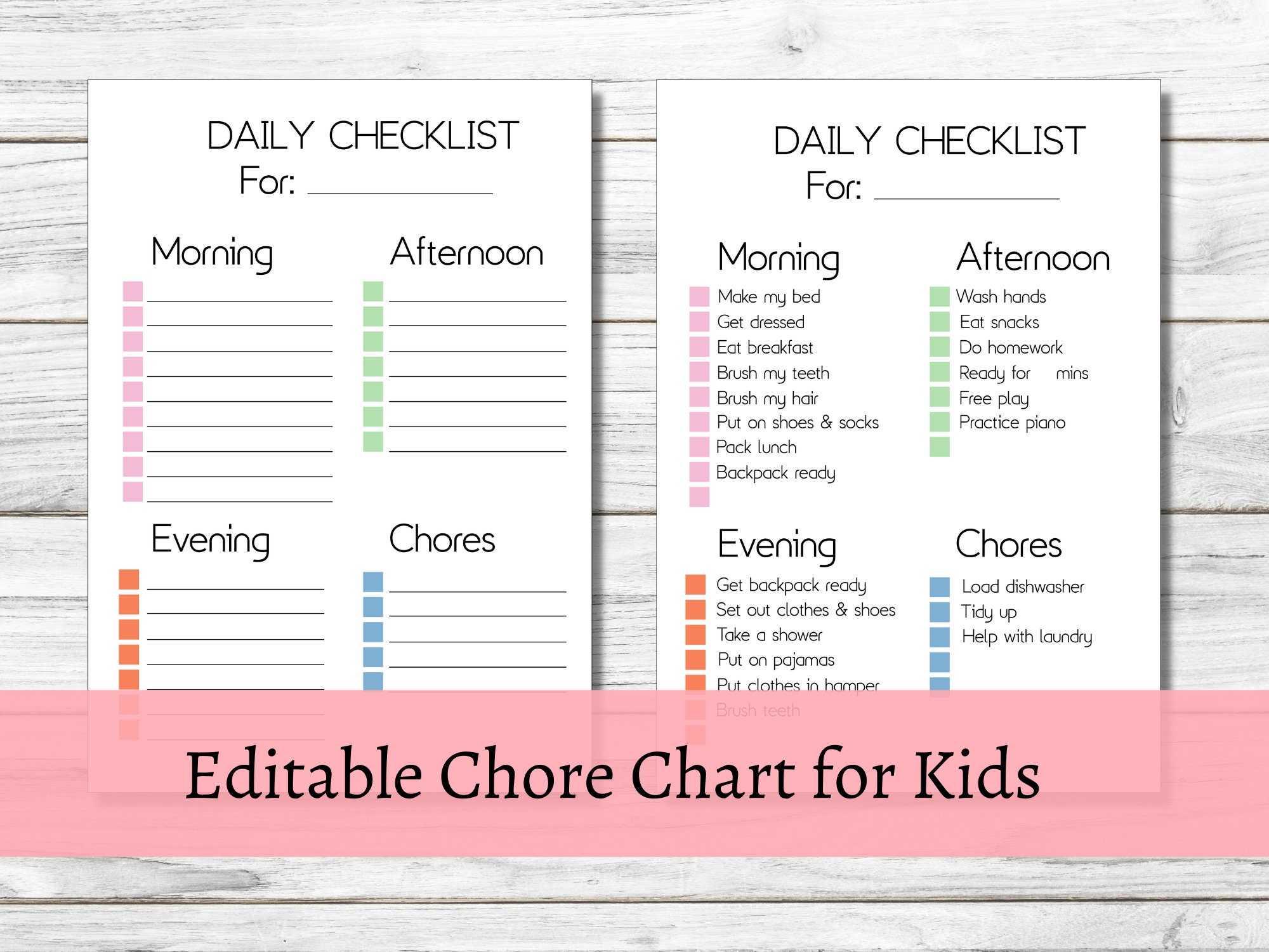 Chore Chart, Printable Editable Daily & Weekly Kids Chore Responsibility  Chart, Instant Download, Kids Routine Chart, Digital Download -  Denmark