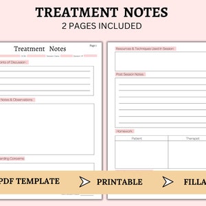 Treatment Notes Template | Therapist Notes Template for Clients | Therapist Worksheet | Counseling Session Notes | Mental Health Therapy PDF